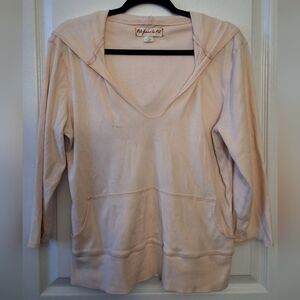Polo Jeans Co. 1967 M Light Blush Deep V Neck Pullover Hoodie Loungewear Comfort